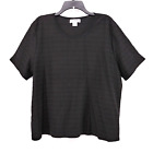 Sag Harbor Shirt Womens 2X Black Striped Short Sleeve Pullover Top