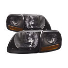 Headlights Fits 97-03 After 7/96 Ford F150 Black Lite Smoked Lens 4Pc Lamps
