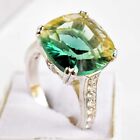 12 Ct Natural Tourmaline And Moissanite 925 Sterling Silver Handmade Unisex Ring