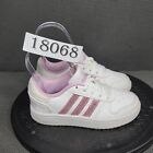 Adidas Hoops 2.0 Shoes Toddler Sz 11 White Pink Low Top Sneakers