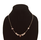 Pink Quartz Necklace Choker Silver Cord Round Beads