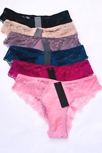 Lot 6 PRETTY SATIN Lace BIKINIS Style PANTIES Womens Underwear 68842  S M L XL