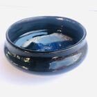New ListingHandmade Pottery Bowl Black, White & Blue Crackle Drip Signed by Artist 5.5”