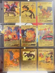 Pokemon Charizard Gold Foil Fan Art Cards Full Set of 18 Pieces