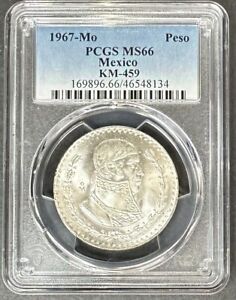 1967-Mo Mexico Silver Un Peso PCGS MS-66, Buy 3 Items, Get $5 Off!