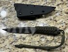 M. Strider Fixed 3.75 Blade Tiger Knife w/ Paracord Wrapped Handle & Sheath