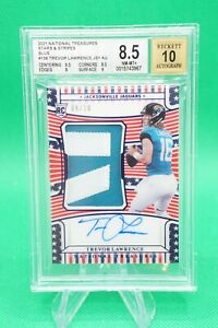 2021 National Treasures Trevor Lawrence RPA Stars and Stripes Blue #8/10 BGS 8.5