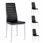 Set of 4 PVC Leather Dining Side Chairs Elegant Design Home Furniture Black New