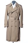 42R Vintage London Fog Double-Breasted Taupe Belted Trench Coat Overcoat L XL