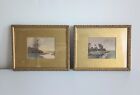 Pair Of Antique Plein Air Watercolor Paintings Framed Landscapes