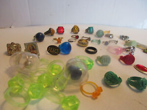 Costume rings: Plastic and thin metal from gum machines, and prizes. 32 plus 7