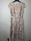 Alex Evenings Jewel Embroidered Tea-length Dress; Size 14; Champagne