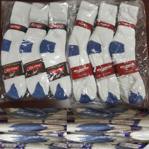 Wholesale Bulk Lots Men's White/Blue Sports Casual Cotton Crew Socks 9-11 10-13