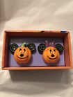 NIB Disney Mickey And Minnie Halloween Pumpkin Salt And Pepper Shakers