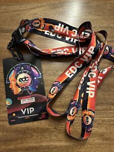 (2) 2019 EDC Insomniac Vegas Festival VIP Event Lanyard Straps (1) Foil Pass Map