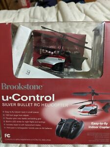 Brookstone U-Control Silver Bullet RC Helicopter Indoor Helicopter Red