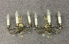 Antique Brass and Crystal 3 light wall Sconces, vintage 1926  (includes dimmer)