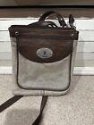 Fossil Maddox Silver Sparkle and Brown Leather Zip Crossbody