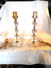 Lovely vintage crystal, glass cubed electric table lamps set of 2