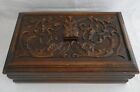 Antique Carved Wood Table Jewelry Letters Keepsake Box
