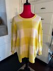 Cabi Yellow Citron White Checkerboard Pullover Sweater Spring 2023 #6236 - Large
