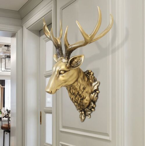 Deer Head Statue Home Decoration Accessories 3D Animal Abstract Sculpture Wall