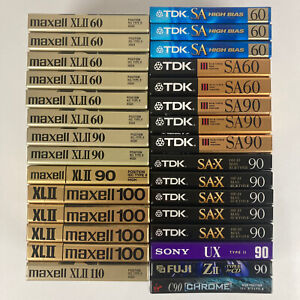 Lot of 30 BLANK CASSETTE TAPES TYPE II High Bias Maxell XLII TDK SA-X 90 60 100