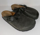 BIRKENSTOCK Boston Clog Sandals BLACK Oiled Leather Shoes Size 40 Mens 7 Women 9