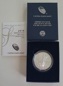 2018 AMERICAN EAGLE One Ounce Silver Uncirculated Coin 99.9% SILVER US MINT
