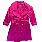 Vintage Bebe Jewl Tone Fuchsia Pink Trench Coat Size Medium