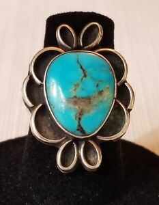 VIntage Navajo Sterling Silver Turquoise Ring Size 6.25