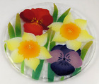 Wm McGrath Fusion Art Glass Flower Plate Signed Textured