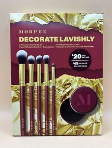 Morphe  Decorate Lavishly 5 pieces face and eye brush set + Cleaner  New