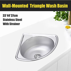 New ListingBathroom Single Sink Small Wall Mount Basin Sink Triangle Corner Basin Stainless