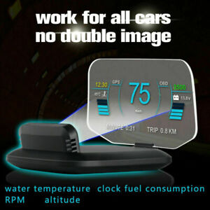 Car HUD OBD2+GPS Head Up Display Speedometer HD Display Projector Alarm Gauge C1