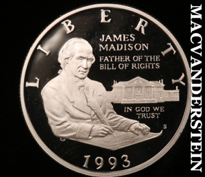 1993-S James Madison Commemorative Silver Half Dollar - Gem Proof Lustrous #V748