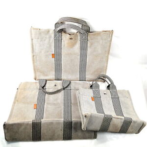 Hermes Tote Bag  Tote Bag 3 set Whites Canvas 3750215