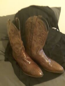 Dan Post 6636 Ostrich Leg Brown Leather R Toe Cowboy Boots Shoes Men's 13W