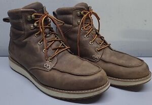 LL Bean Stonington Men's Size 12 Brown Tan Leather Moc Toe Hiking Athletic Boots