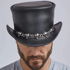 El Dorado Men's Leather Top Hat 5 Skull Hat Band Life Time Warranty Hats Black