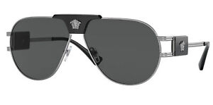 Versace Medusa Gunmetal Pilot Sunglasses - VE2252 100187 63 - Made In Italy