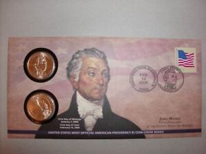 2008 James Monroe Presidential Dollar Coin Cover US Mint Unopened (P25)