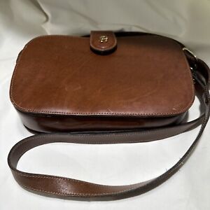 Etienne Aigner Purse Handmade Leather Top Handle Satchel Handbag Brown Vintage