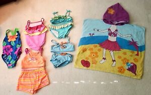 Girts Baby  2T BATHING SUIT LOT OF 5 PLUS  BEACH PONCHO