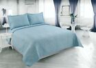 Pinsonic Embossed Solid Reversible Luxury Bedspread Coverlet Bedding Quilt Set