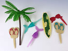 7 Piece BEACH Summer Theme SURFING Cake Toppers Decoration Palm Tree Surfboard