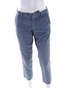 Nili Lotan Womens Cotton Striped Print Hook & Eye Tapered Pants Blue Size 4