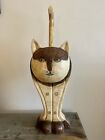 Large Hand Carved Wooden Cat Statue- Folk Art- 23” Tall