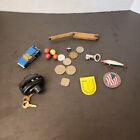 Estate Sale Junk Drawer Auction - Misc. Items Lot of 19 Coins Pins Lure Marbles