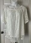 Miholl Lined Floral Lace Top Womens XXL Off-White Short Sleeve Embroidered Trim
